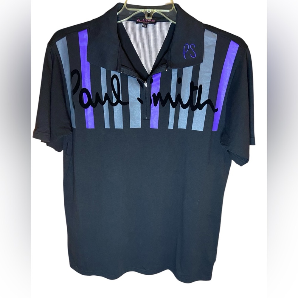 Paul Smith zip polo short sleeve shirt, XXL, logo across chest, PS on collar